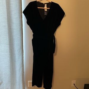 Short Sleeve Jumpsuit - Velvet, Waist wrap